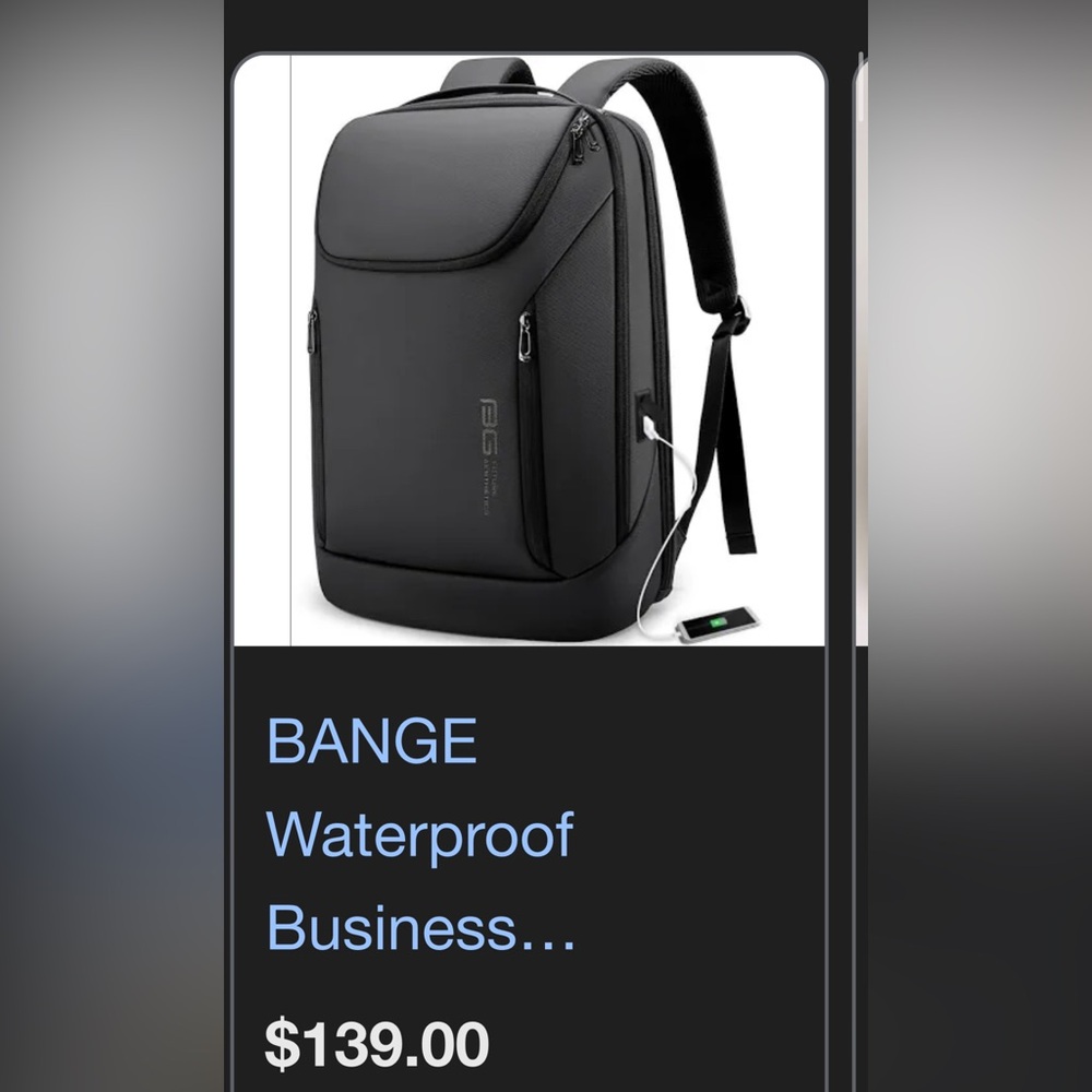 BANGE Black Waterproof Business Backpack